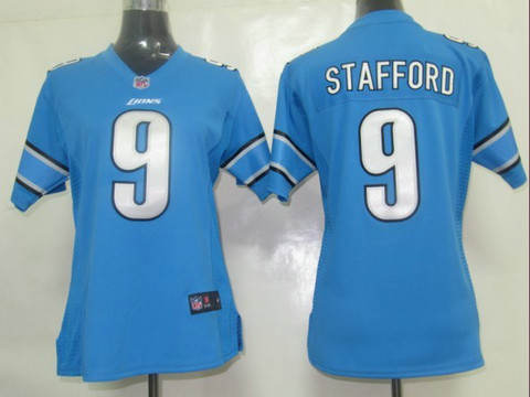 Nike game Women Jerseys Detroit Lions 9 Stafford Blue